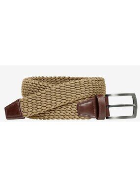 NEW Johnston & Murphy Woven Stretch Knit Belt Tan Size 040 $40 [jb]